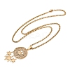201 Stainless Steel Woven Web/Net with Leaf Pendant Necklaces NJEW-K283-07G-2