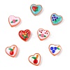 8Pcs 8 Colors Painted Glass Beads Enamel Beads Heart with Fruit LAMP-FS0001-51-2