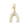 Brass Pave Natural Shell Wishbone Pendants KK-L239-005G-1