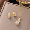 Brass Micro Pave Clear Cubic Zirconia Stud Earrings & Pendant Necklaces Sets FS-WG8C3C9-05-1