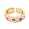 Flat Round Cubic Zirconia Cuff Rings RJEW-C021-04G-2