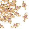 SHEGRACE Brass Pave Cubic Zirconia Star Connector Charms XGRQ2O351-441B-G-1