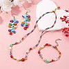 Natural Pearl & Glass Seed Beaded Necklace & Bracelet & Dangle Earrings SJEW-SW00008-2