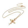 304 Stainless Steel Cross with Flower Pendant Necklaces for Women NJEW-A020-03J-G-2