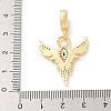 Brass Clear & Green Cubic Zirconia Wings European Dangle Charms KK-U044-11G-3