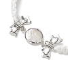 Flat Round Natural Pearl & Polyester Cord Braided Bracelets BJEW-JB10422-3