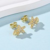 Brass Micro Pave Clear Cubic Zirconia Earrings EJEW-D328-03G-02-3