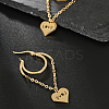 201 Stainless Steel Tassel Heart with LOVE Hoop Earrings VU5295-3