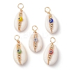 Natural Cowrie Shell Pendants PALLOY-JF02662-01-1