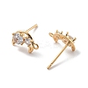 Brass Clear Cubic Zirconia Stud Earring Findings LS-KK-A238-01D-G-2