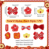 Chinese New Year Bowknot Flower Cloth Alligator Hair Clips Set OHAR-WH0021-31D-2