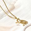 201 Stainless Steel Dog Outline Pendant Necklaces NJEW-P327-06G-2