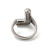 Letter Brass Micro Pave Clear Cubic Zirconia Open Cuff Ring for Women RJEW-N046-03L-P-3