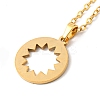 201 Stainless Steel Hollow Sun Pendant Necklace with Cable Chains NJEW-Q317-31G-2