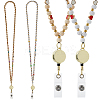 2Pcs 2 Colors Wood Beaded Retractable Badge Reel with Chains HJEW-FH00205-1