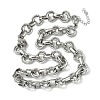 304 Stainless Steel Textured Double Ring Link Chain Necklaces NJEW-S453-02P-C-4