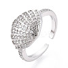Brass Micro Pave Cubic Zirconia Adjustable Open Cuff Rings for Women RJEW-N051-03P-1