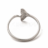 304 Stainless Steel Whale Tail Open Cuff Ring for Women RJEW-K239-01P-2
