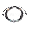 3Ocs Natural Mixed Gemstone Beads Braided Bead  Bracelets BJEW-JB13195-3