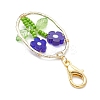 Oval with Flower Glass Seed Bead & Lampwork & Alloy Pendant Decoraitons HJEW-MZ00351-02-4