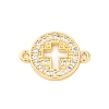 Brass Micro Pave Clear Cubic Zirconia Connector Charms KK-S510-05G-1