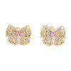 Cubic Zirconia Bowknot Stud Earrings EJEW-N011-66-2
