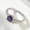 Brass & Round Cubic Zirconia Finger Rings CU-CBA7E55-19P-02-3