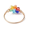 Flower Glass Finger Rings RJEW-JR00713-01-4