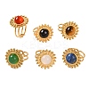 Round Natural Mixed Stone Finger Rings RJEW-Q822-16G-1