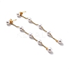 Round Plastic Pearl Beaded Long Chain Dangle Stud Earrings STAS-D179-04G-01-1