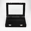 Rectangle Clear Window Jewelry Velvet Presentation Box Organizer with MDF Wood and Iron Locks VBOX-WH0010-01-5