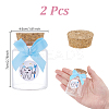 2Pcs Column Transparent Glass Baby Boy Teeth Empty Cork Bottles with Bowknot and Plastic Tooth Picture Stickers AJEW-NB00016-2
