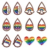 12Pcs 6 Styles Printed Aspen Wood Big Pendants WOOD-YW0001-23-1