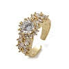 Brass Micro Pave Cubic Zirconia Adjustable Cuff Rings for Women RJEW-C129-04G-4