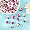 Floral Printed Porcelain Beads PORC-Q199-10mm-09-5