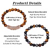 2Pcs 2 Style Dyed & Heated Natural Tiger Eye & Gemstone Stretch Bracelets Set BJEW-SW00092-2