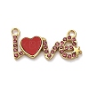 304 Stainless Steel Rose Rhinestone Word LOVE Connector Charms STAS-R160-03G-1