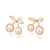 Brass Clear Cubic Zirconia Stud Earrings EJEW-T048-09B-1