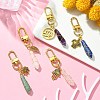 5Pcs 5 Style Copper Wire Wrapped Gemstone Bullet Pendant Decorations HJEW-JM01238-G-4