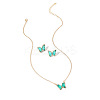Butterfly Acrylic Rhinestone with Iron Pendant Necklaces & Stud Earrings Sets for Women WGFFCAF-02-3