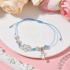Natural Dyed White Jade Braided Bead Bracelets BJEW-JB09823-01-4