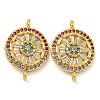 Rack Plating Brass Pave Cubic Zirconia Wheel Connector Charms KK-Z063-28G-02-1