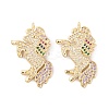 Brass Micro Pave Cubic Zirconia Pendants KK-E108-24G-1