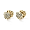 Heart Brass with Cubic Zirconia Hoop Earrings EJEW-Q811-26G-1