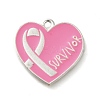 Breast Cancer Pink Awareness Ribbon Theme Alloy Enamel Pendants X-ENAM-C026-01F-S-1