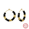 Natural Obsidian Beaded Hoop Earrings EJEW-L294-003G-01-1