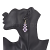 Glass Pearl & Synthetic Hematite Round Beaded Teardrop Dangle Earrings EJEW-JE05254-3