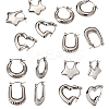 4 Pairs 4 Style Star & Rectangle & Heart & Croissant 304 Stainless Steel Hoop Earrings for Women EJEW-TA0001-17-1