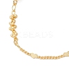 Brass Heart & Round Beaded Link Chains Bracelet Making AJEW-JB01370-4