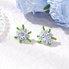 304 Stainless Steel Flower Stud Earrings EJEW-MZ00457-4